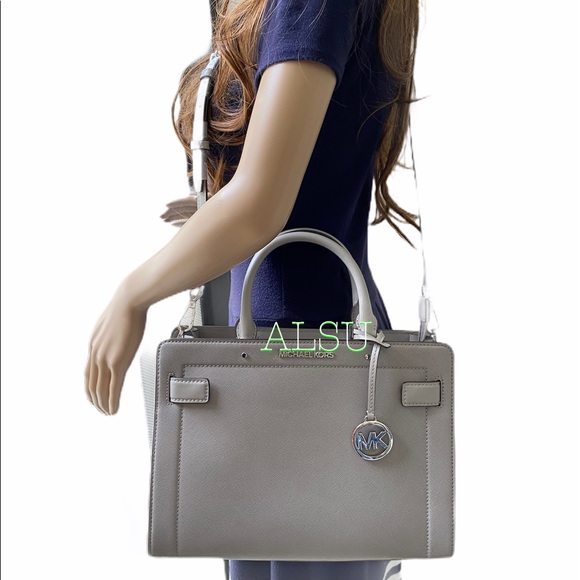 Michael Kors Rainer Medium Leather Satchel Grey - Picture 9 of 12